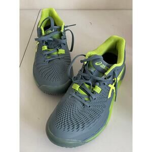 Asics Men's Gel-Resolution 9 Steel Blue Hazard Green Sneaker Size 6.5 Wide